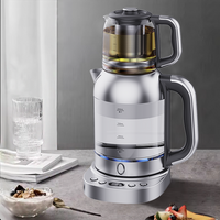 ماكينة صنع الشاي التركي بشاشة عرض LED CE، غلاية شاي كهربائية 2.0 لتر مع فلتر زجاجي لتحضير الشاي والقهوة 