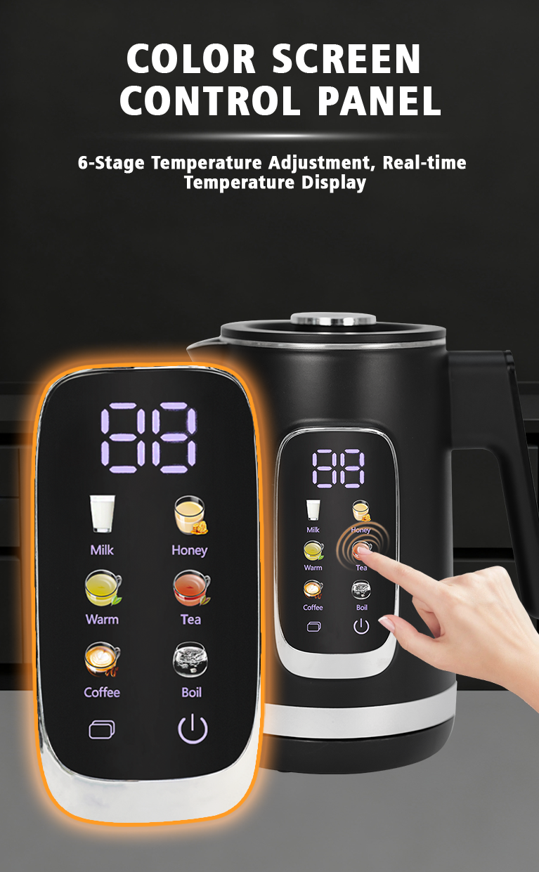 غلاية متعددة الوظائف مزدوجة الجدار بقدرة 1500 وات، غلاية غليان سريعة مع بطانة داخلية من الفولاذ المقاوم للصدأ 304 للتدفئة التلقائية للاستخدام المنزلي