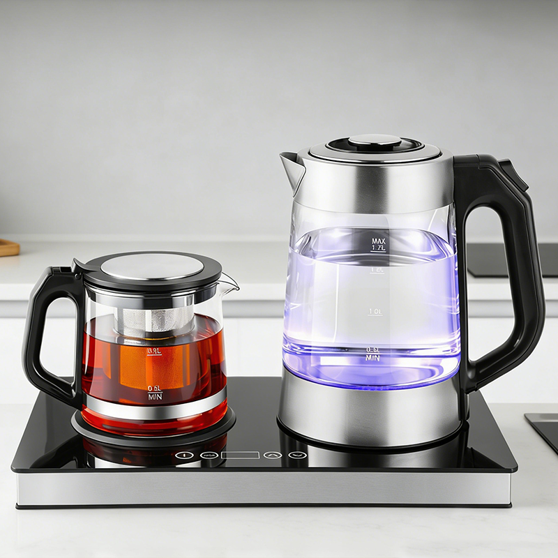 المنزلية التحكم الرقمي نوع صانع الشاي الصيني غلاية المياه مع صينية 1.7L + 1L قدرة غلاية شاي تركية وإبريق شاي زجاجي