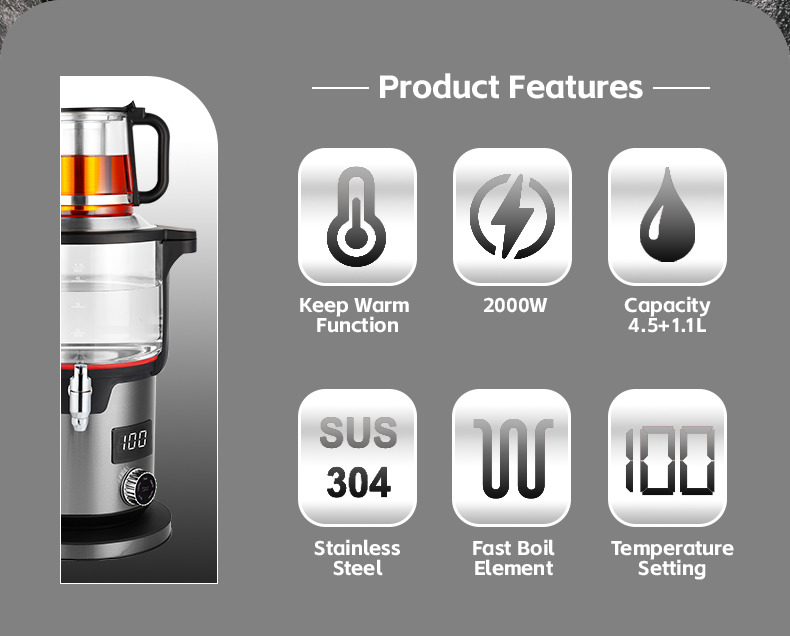 التحكم في درجة الحرارة إبريق الشاي الكهربائي وغلاية
