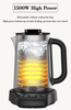 أجهزة المطبخ 1500W MACHENT BOIL-DERY حماية صانع الشاي 2.0 لتر+1.1 لتر طبقة كهربائية مزدوجة مع شاي زجاجي