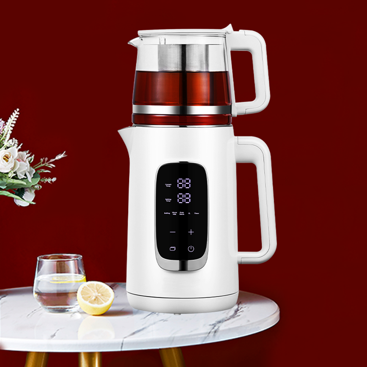 حار بيع 1.5l صانع الشاي الكهربائية مع غلاية الماء 1.1l إبريق الشاي البورسليكات الزجاج