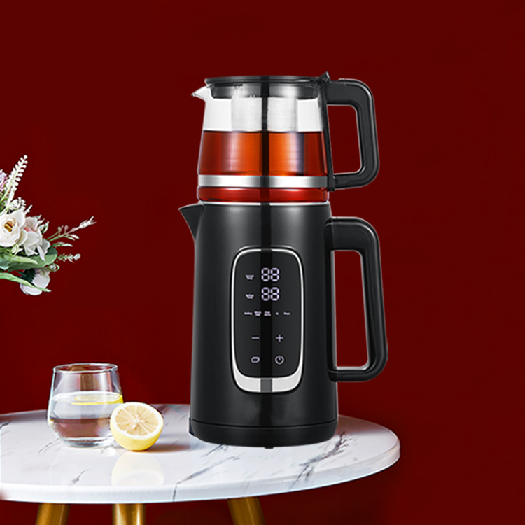 حار بيع 2.6l 2 في 1 أباريق الشاي الكهربائية غلاية رقمية مجموعة صينية تركية مع التحكم في درجة الحرارة