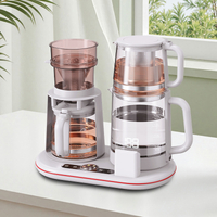 غلاية زجاجية متعددة الوظائف بقدرة 1500 وات، غلاية ذكية لاسلكية مزدوجة، إبريق شاي كهربائي، مجموعة إبريق قهوة، تحكم رقمي في درجة الحرارة