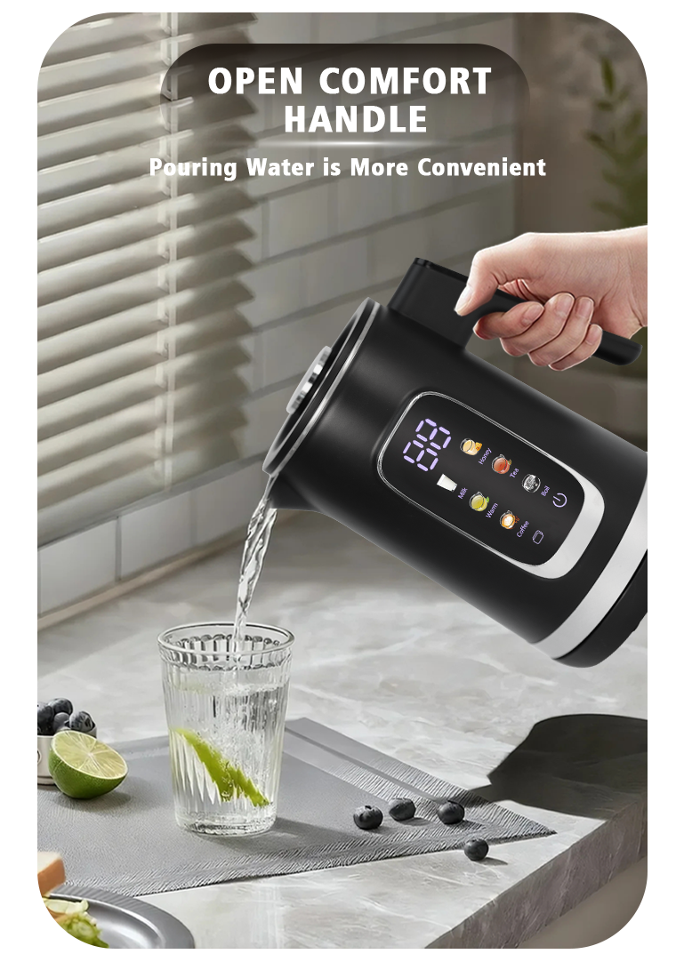 غلاية متعددة الوظائف مزدوجة الجدار بقدرة 1500 وات، غلاية غليان سريعة مع بطانة داخلية من الفولاذ المقاوم للصدأ 304 للتدفئة التلقائية للاستخدام المنزلي