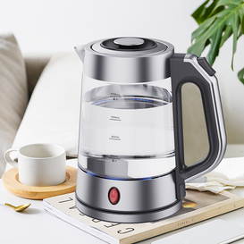 YUEKON حار بيع 1.7l التلقائي انقطاع التيار الكهربائي صانع الشاي غلاية شاي زجاجية كهربائية مع الأزرق Led