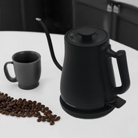 غلاية ماء ساخن سوداء لاسلكية 1.0 لتر غلاية كهربائية معقوفة قبضة يد مريحة مع صب أكثر من غلاية بالتنقيط غلاية إلكترونية للمنزل