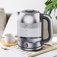 مؤشر LED أزرق نافذة كبيرة زجاج البوتوسيليكات 2.0 لتر غلاية كهربائية سريعة الغليان إبريق الشاي