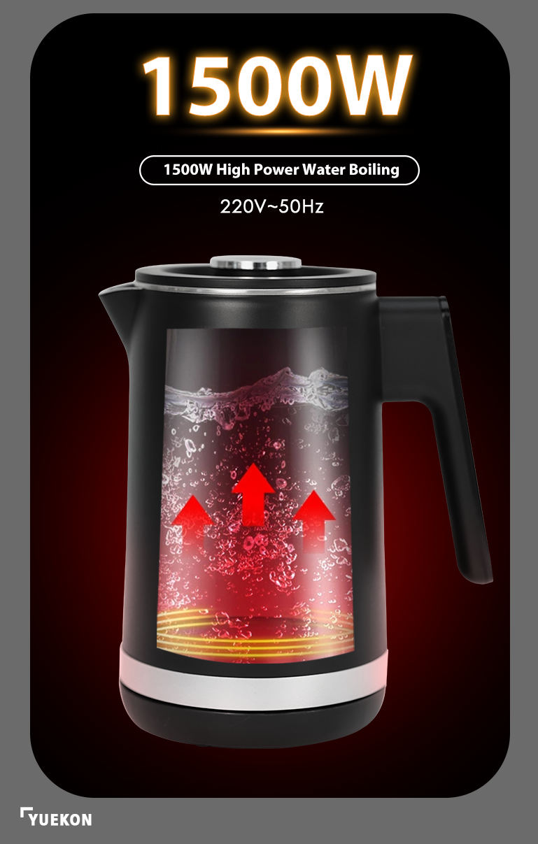 أجهزة المطبخ المنزلية الذكية وعاء الغليان الكهربائي التحكم الرقمي 1.5 + 1.1L غلاية مزدوجة ماكينة صنع الشاي غلاية لاسلكية مع براد شاي
