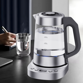 عالية الجودة الدفء وظيفة غلاية المياه آلة غلاية شاي كهربائية مع مؤشر LED الأزرق ضوء الزجاج إبريق كهربائي غلاية