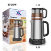 أجهزة المطبخ 1500W MACHENT BOIL-DERY حماية صانع الشاي 2.0 لتر+1.1 لتر طبقة كهربائية مزدوجة مع شاي زجاجي