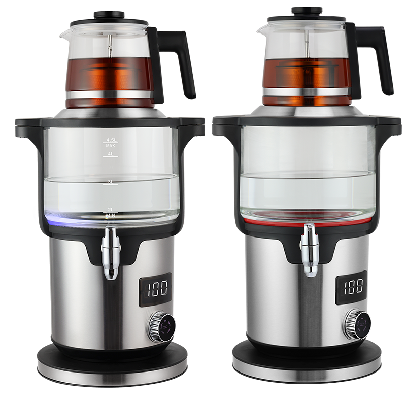 ماكينة صنع الشاي الذكية بطبقة مزدوجة 4.5 + 1.1L بقدرة 2000 وات بمقبض منزلي وغلاية شاي تركية غلايات كهربائية لاسلكية لغلي الماء