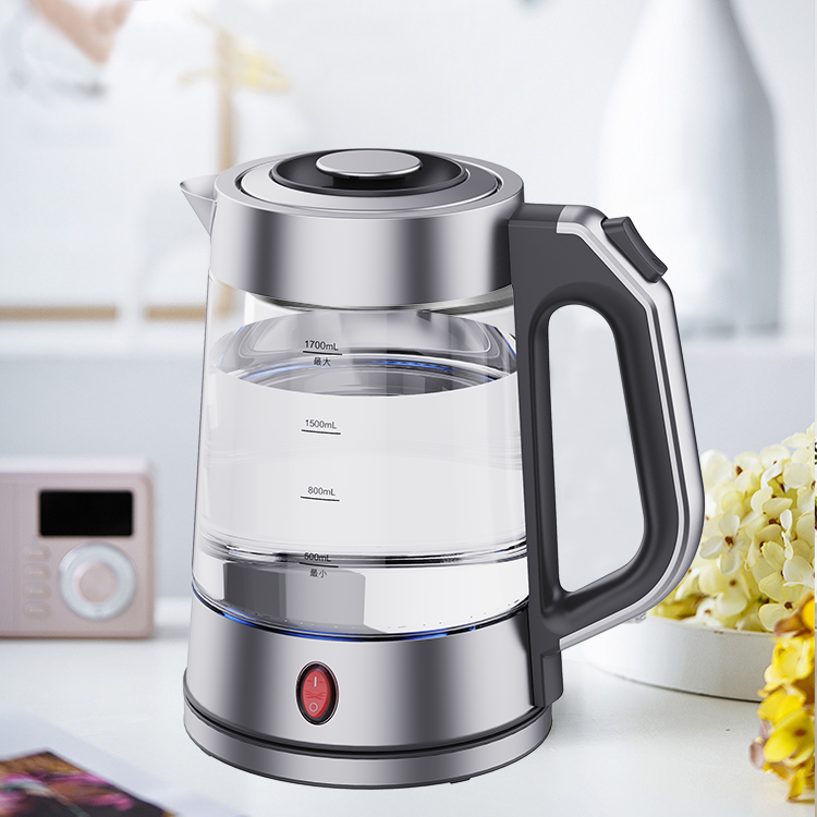 الأجهزة المنزلية 1.7l 1850w سرعة غليان الماء غلاية كهربائية زجاج بوروسيليليك مرتفع غلاية كهربائية صانع الشاي