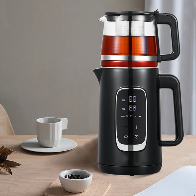 حار بيع 2.6l 2 في 1 أباريق الشاي الكهربائية غلاية رقمية مجموعة صينية تركية مع التحكم في درجة الحرارة