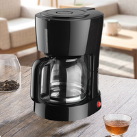 ماكينة صنع قهوة الإسبريسو الكهربائية بقدرة 650 وات وسعة 1.5 لتر وسعة 5-10 أكواب باللون الأسود