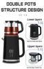 Yuekon 1.5L+1.1L غلاية زجاجية إلكترونية وبلايوت 2 IN1 صانع شاي طبقة مزدوجة مع التحكم في درجة الحرارة