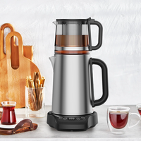 الأجهزة المنزلية OEM مخصصات شاي شاي غلاية كهربائية مخصصة مجموعة صانع شاي تركيا 2.0L+1.1LDOUBLE الغلايات الفولاذ المقاوم للصدأ وبلايين الشاي 