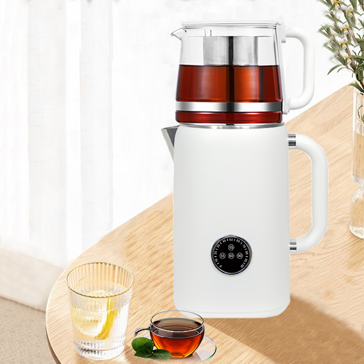 رائجة البيع 1.7/2.8l غلاية كهربائية من الفولاذ المقاوم للصدأ Samovar ماكينة صنع الشاي التركي المزدوج غلاية ماء مع طقم براد شاي 1.1l