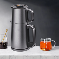  تصميم جديد لأجهزة المطبخ المنزلية ماكينة صنع الشاي التركي المزدوج غلاية كهربائية من الفولاذ المقاوم للصدأ وأبريق شاي