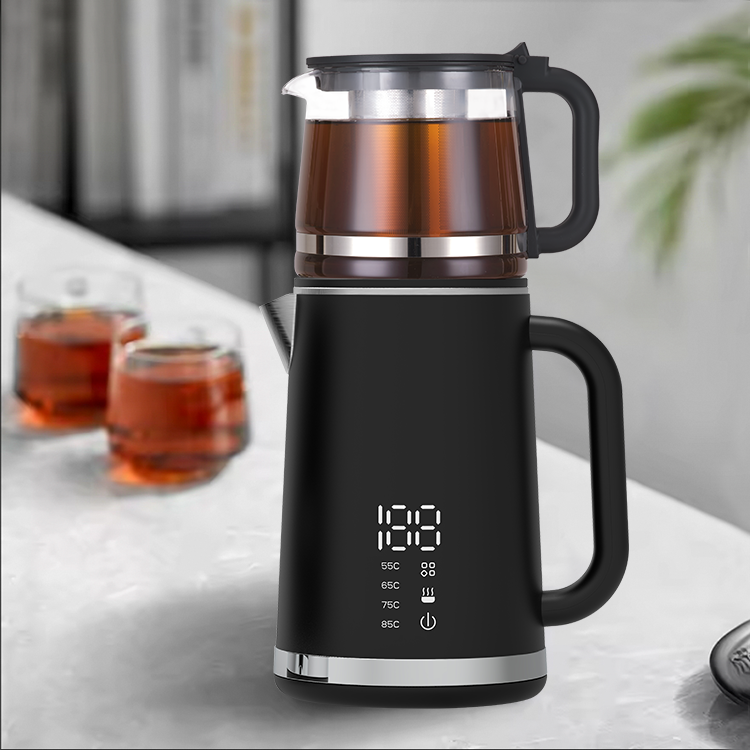 أدوات المطبخ 1.5L غلاية+1.1L شاي شاي صانع شاي كهربائي مزدوج التحكم في درجة الحرارة الرقمية غلاية زجاجية للشاي العالي