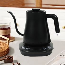 YUEKON الشركة المصنعة شعار مخصص أسود إبريق الشاي الفولاذ المقاوم للصدأ غلاية كهربائية رقمية معقوفة