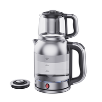 2 في 1 ماكينة صنع الشاي المزدوج السماور التركي سخان مياه 2200 وات فلتر قابل للغسل ماكينة صنع الشاي الزجاجية الكهربائية المخصصة 