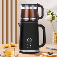 غلاية حديثة بجدار مزدوج 1500 وات قاعدة 360 درجة 1.5 لتر + 1.1 لتر غلاية كهربائية ذكية بطبقة مزدوجة مع إبريق شاي صغير